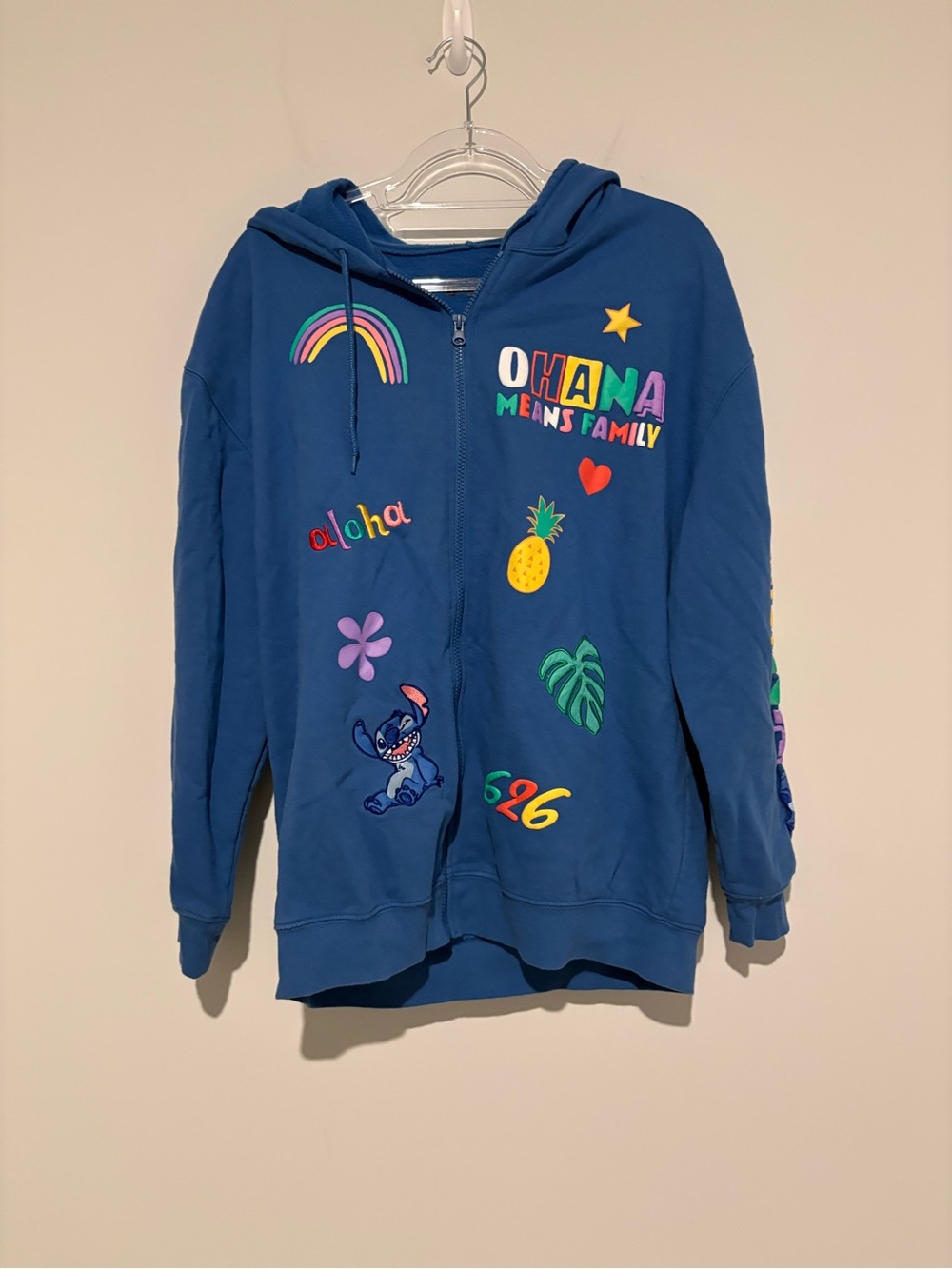 Disney Lilo & Stitch Allover‎ Print Icons Zippered Hoodie BoxLunch Blue Large